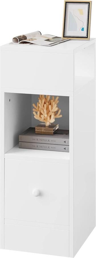 Ruimtebesparend nachtkastje met lade en open planken Compact en stijlvol meubels voor elke kamer 25x66x30 cm