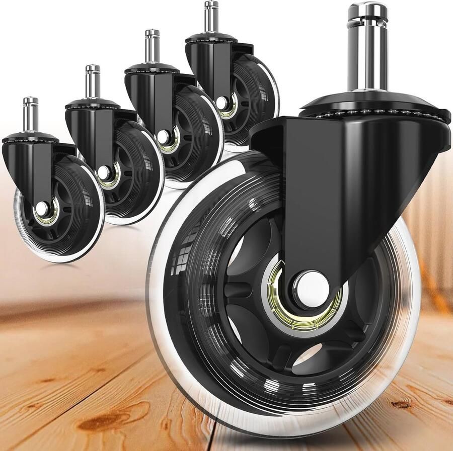Bureaustoelwielen 10 mm x 22 mm 5-delige set voor harde vloeren