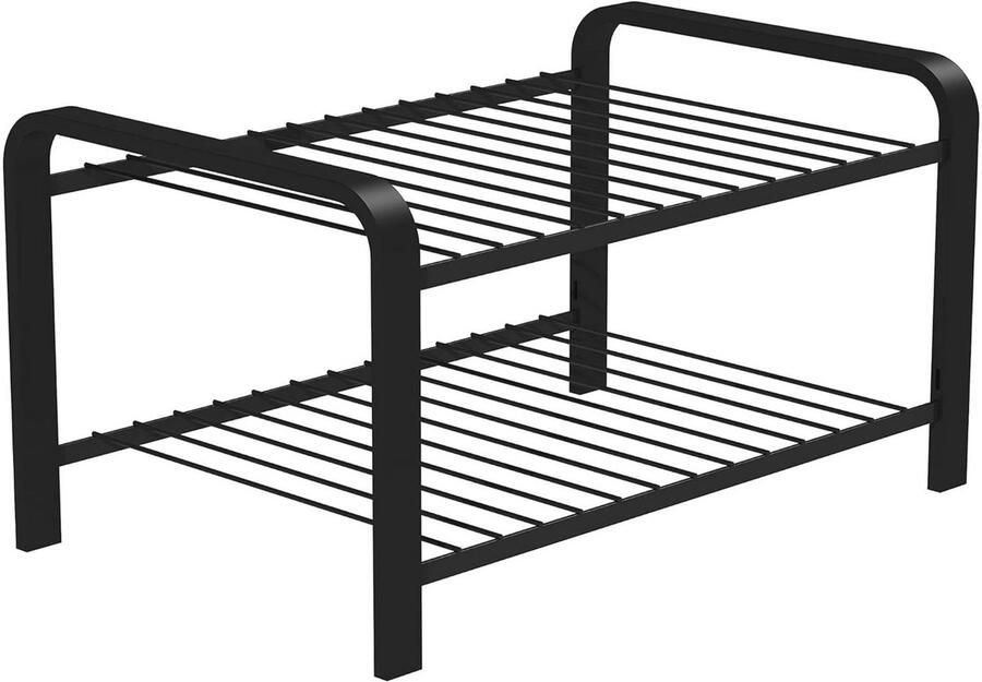 Ruimtebesparend Schoenenrek van Eco-hout Zwart 470mm Breed voor Kasten en Kleine Ruimtes