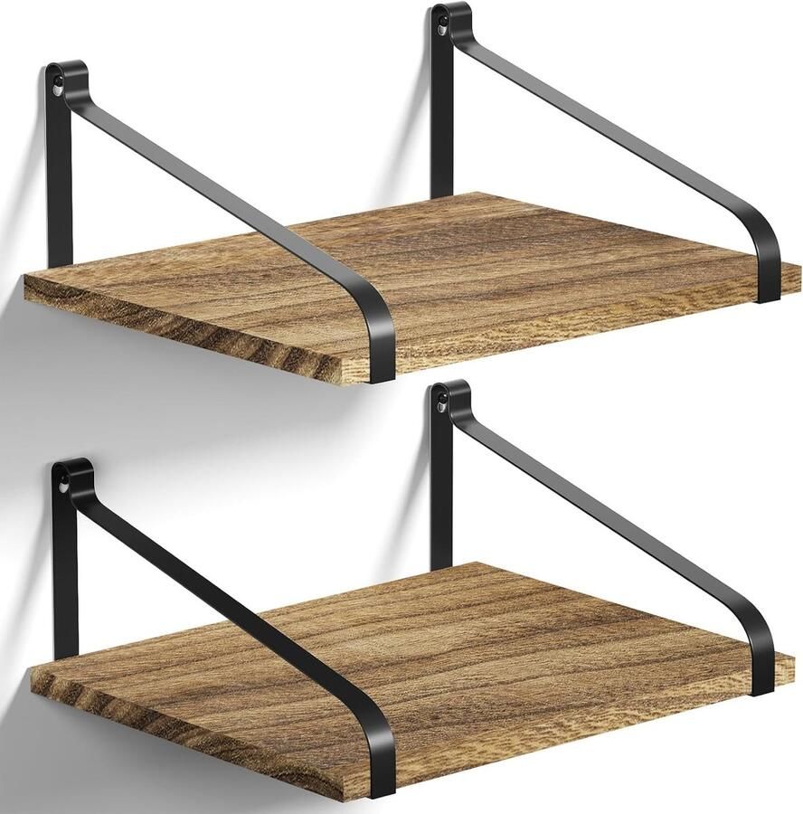 Ruimtebesparend wandrek massief hout wandplank voor ruimtes 2 stuks