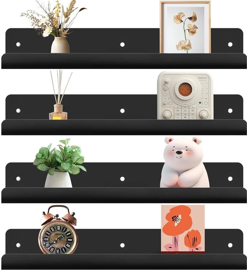 Ruimtebesparend wandrek zwart acryl 30 cm