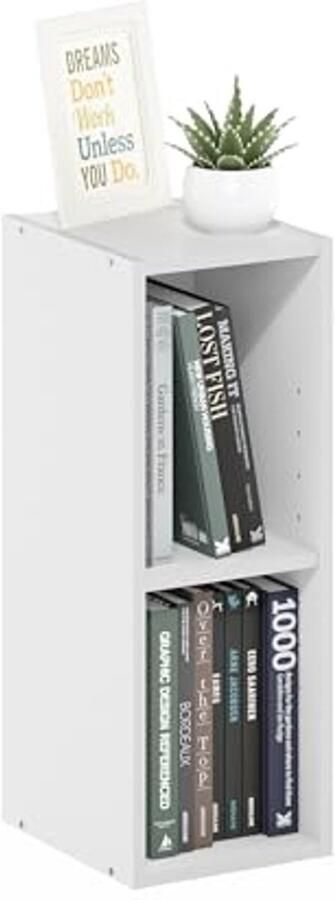 Ruimtebesparende 2-Lagen Opbergplank Boekenkast 20 cm Breed Wit
