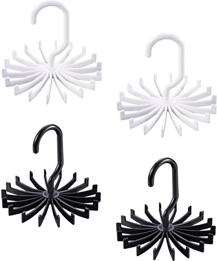 Ruimtebesparende Dassenhanger Set van 4 voor Kledingkast met 360° Draaibare Haken