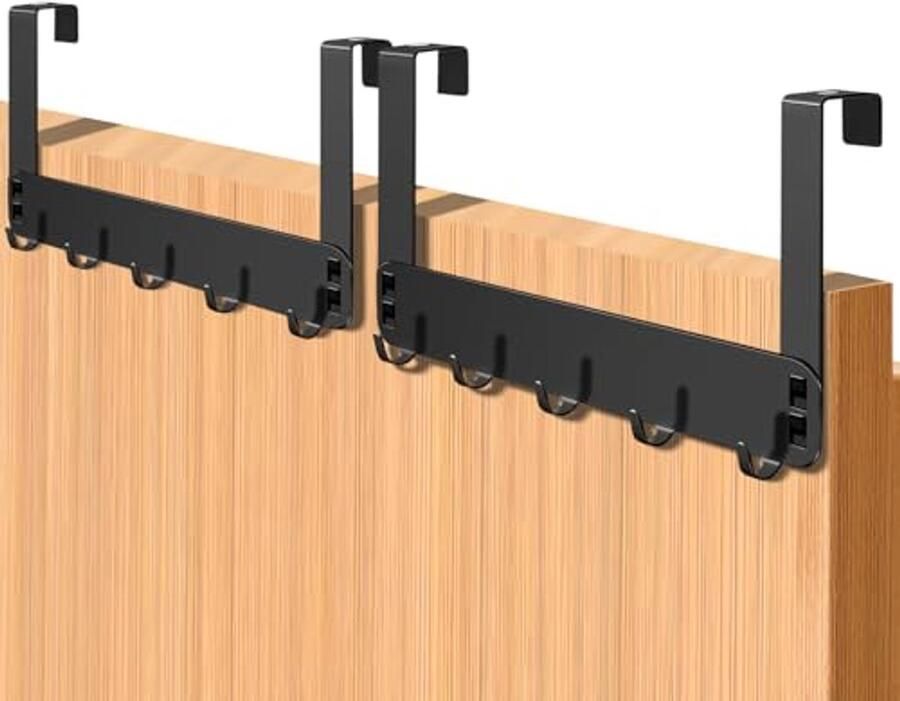 Ruimtebesparende Deurkapstok 2 Stuks Universeel en Zonder Boren voor Keuken Kantoor en Badkamer