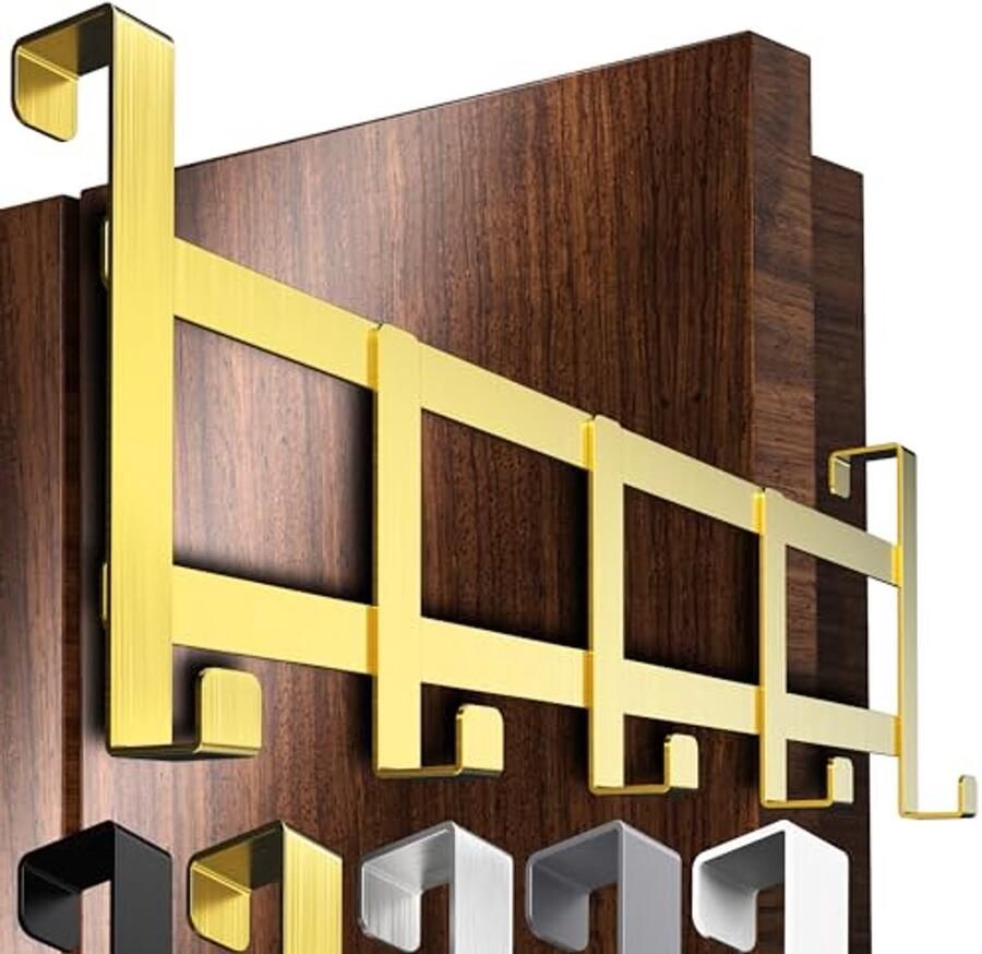 Ruimtebesparende Deurkapstok met Gouden Haken Flexibele Kledinghaken voor Elke Deur