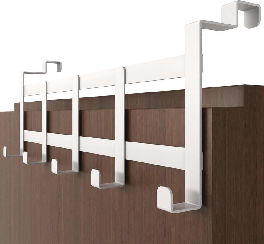 Ruimtebesparende Deurkapstok voor Binnendeur Witte Haken met Anti-Slip Pads en Vilt