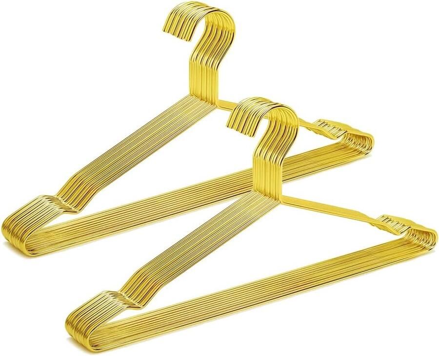 Ruimtebesparende Gouden Metalen Kleerhangers 20 Stuks Heavy Duty