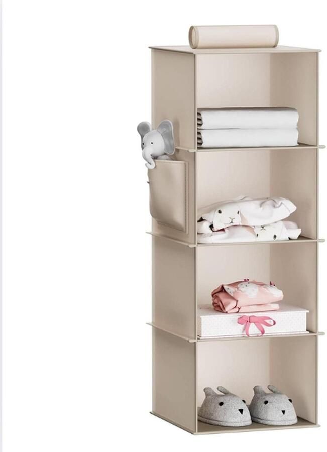 Ruimtebesparende Hangorganizer met Bamboestokken en MDF-platen Beige