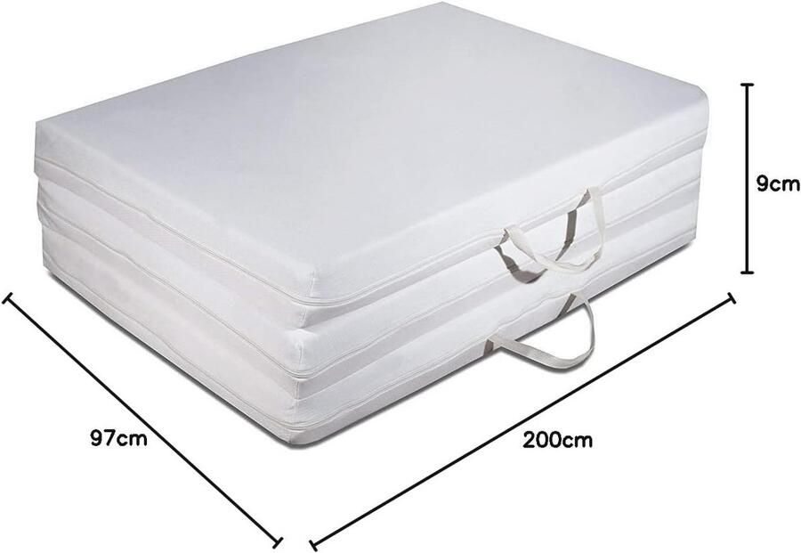 Ruimtebesparende Inklapbare Futon Matras 97 x 200 cm Hypoallergeen en Ademend