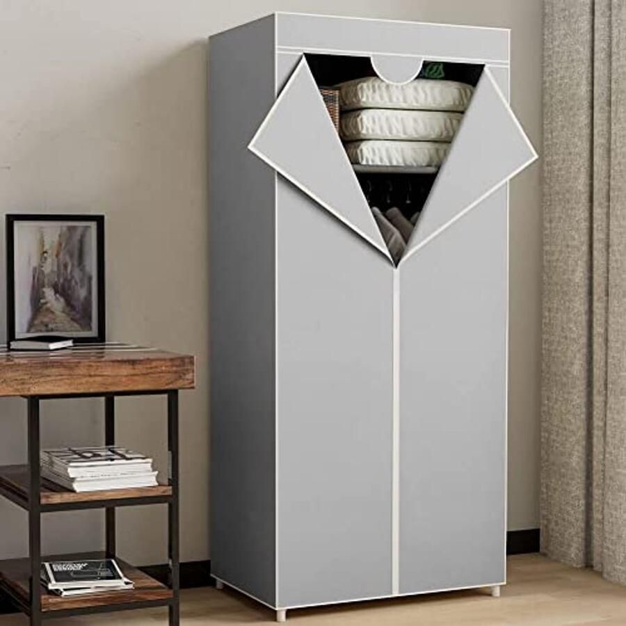 Ruimtebesparende Kledingkast met Metalen Buisframe en Dubbele Ritssluiting Ideaal voor Kamperen en Organisatie