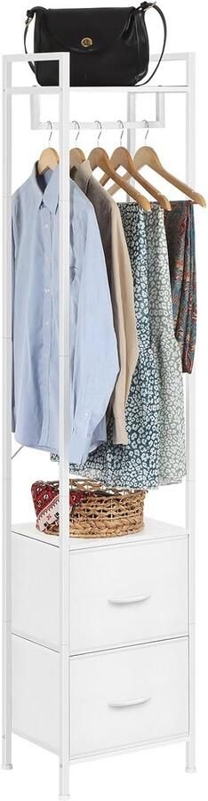 Ruimtebesparende Kledingrek voor Thuis met Schoenenrekken en Minimalistisch Design Wit