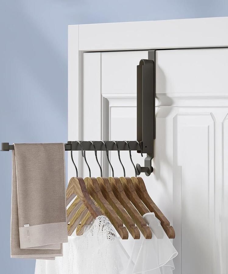 Ruimtebesparende Opvouwbare Deurhanger met Verborgen Handdoekhouder en 6 Haken