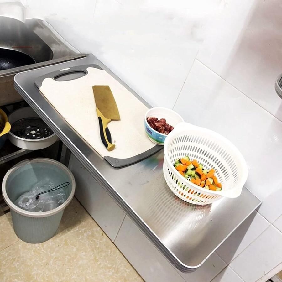 Wandgemonteerde opvouwbare ontbijttafel voor kleine ruimtes roestvrij staal keuken eettafel met druppelblad ontwerp perfect voor thuiskantoor garage tuin en wasruimte - Foto 2