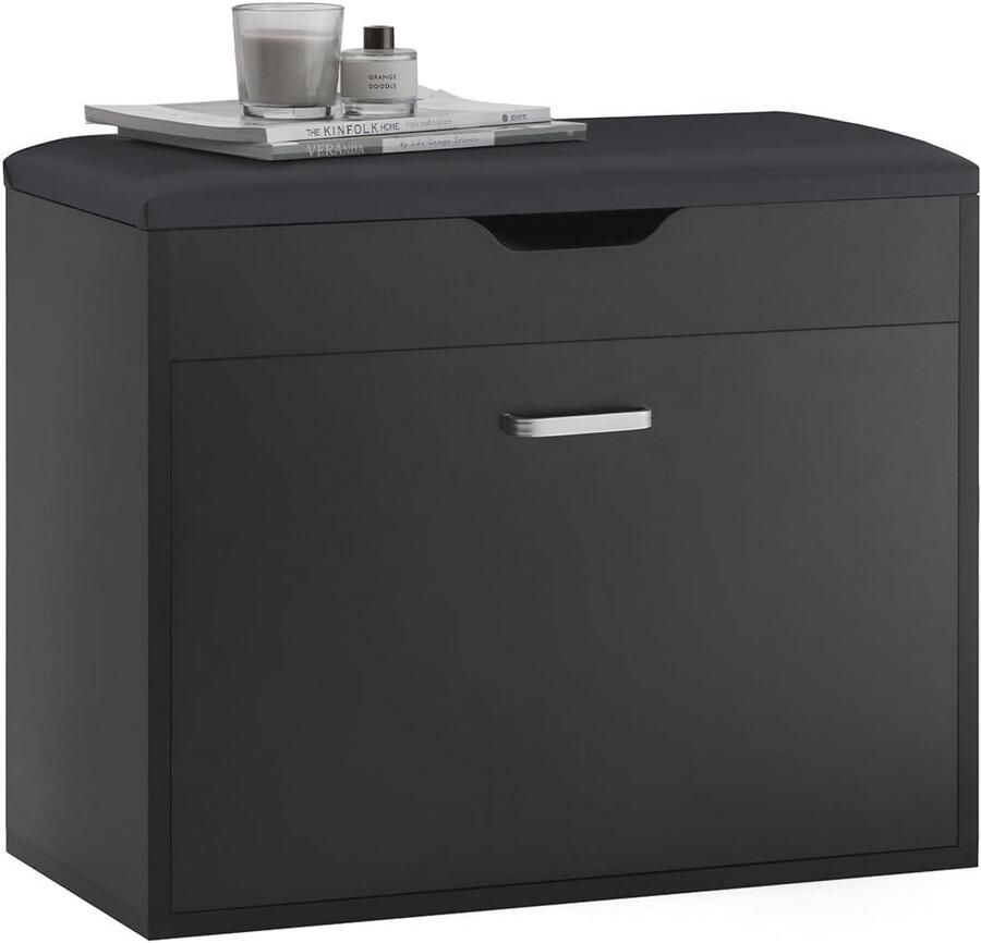 Ruimtebesparende Schoenenbank met Gewatteerd Kussen Opbergtas voor Schoenen 60x30x49 cm