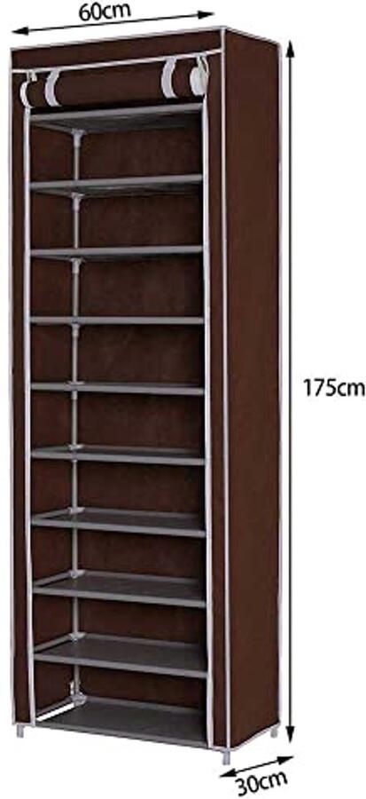 Ruimtebesparende schoenenkast met 11 legplanken 60 x 30 x 175 cm tot 30 paar schoenen waterdicht en stofdicht