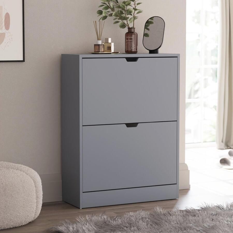 Ruimtebesparende Schoenenkast met 2 Laden Compacte Opbergoplossing voor Hal en Woonkamer