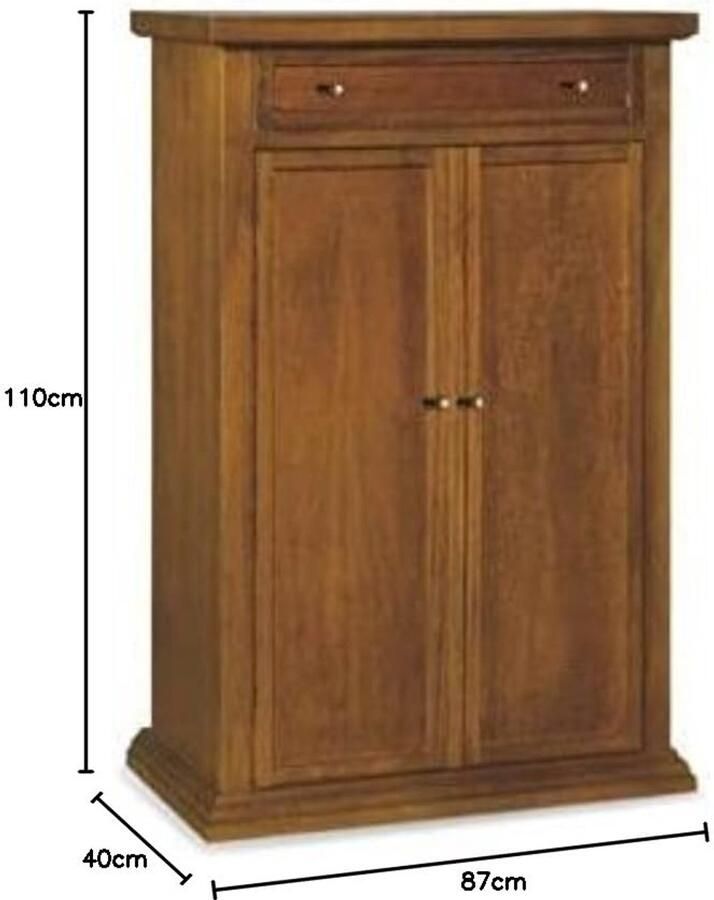 Ruimtebesparende Schoenenkast van Massief Hout en MDF Donker Walnoot