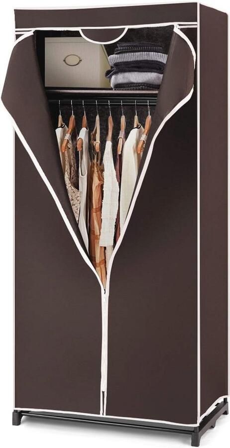 Ruimtebesparende Stoffen Kledingkast met Kledingstang en Stofbescherming – 74 x 50 x 172 cm