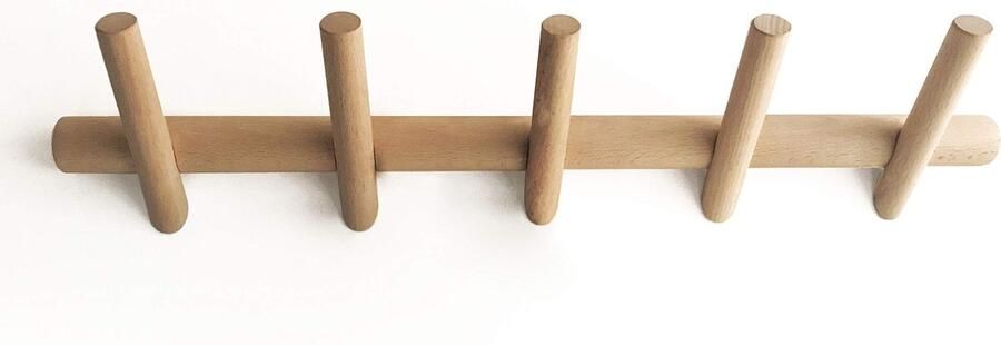 Ibenzoa Ruime Houten Wandkapstok met Vijf Haken Stijlvol en Functionaliteit voor Elke Ruimte