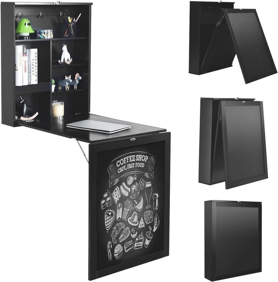 Ruimtebesparende Wandklaptafel Inklapbare Eettafel voor Keuken Woonkamer en Kantoor 60 x 85 x 145 5 cm