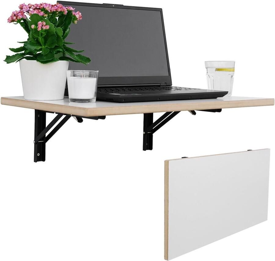 Ruimtebesparende wandklaptafel massief hout gelamineerd MDF