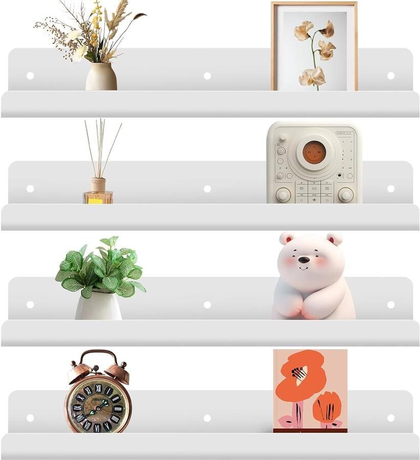 Ruimtebesparende wandplank wit acryl 30 cm