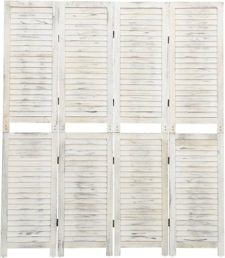 Ruimteverdeler 4-delig Scheidingswand Inklapbaar Kamerscherm voor Slaapkamer en Woonkamer Antiek Wit