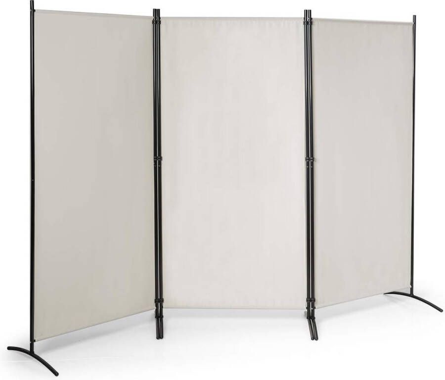 Ruimteverdeler met verstelbare onderzetters scheidingswand paravent wand inkijkbescherming wandscherm (beige 3-delig)