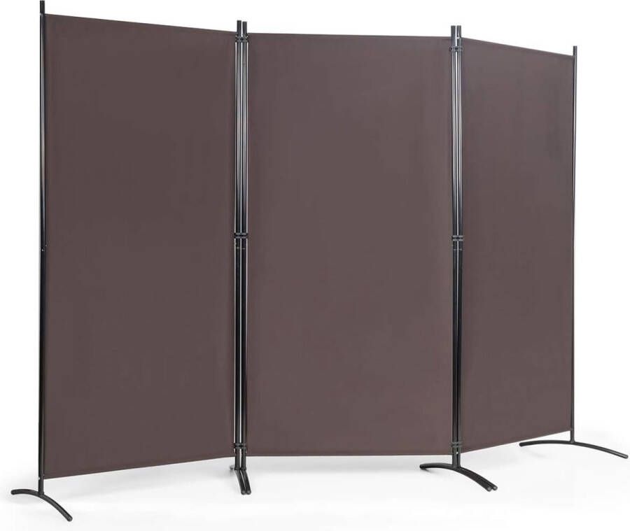 Ruimteverdeler met verstelbare onderzetters scheidingswand paravent wand inkijkbescherming wandscherm (koffie 3-delig)