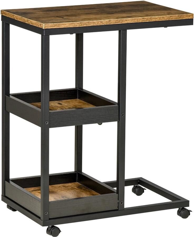 Rumi Bijzettafel Bedtafel Zijtafel 51X33X66 Cm Donkerbruin Nachtkastje Kleine Salontafel koffie tafel voor thee -tafel voor Woonkamer Slaapkamer Bruin