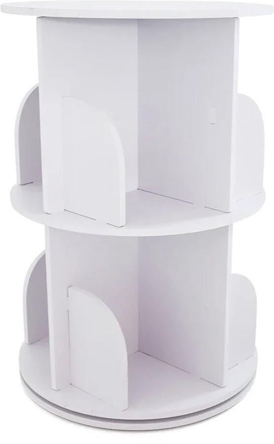 Rumi Draaibare boekenkast staand rek draaibaar kantoorrek 360 graden boekenkast Decoratief rek 4 niveaus hout draaibaar hoog wit