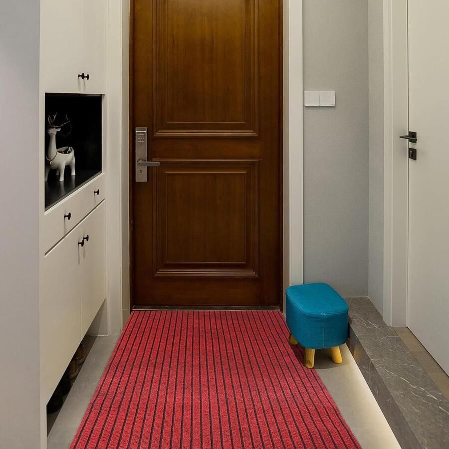 Runner haltapijt antislip deurmat 90 x 300 cm wasbare vuilvangmat vloermat gestreept tapijtrol Runner entreemat antislipmatten tapijt voor binnen en buiten
