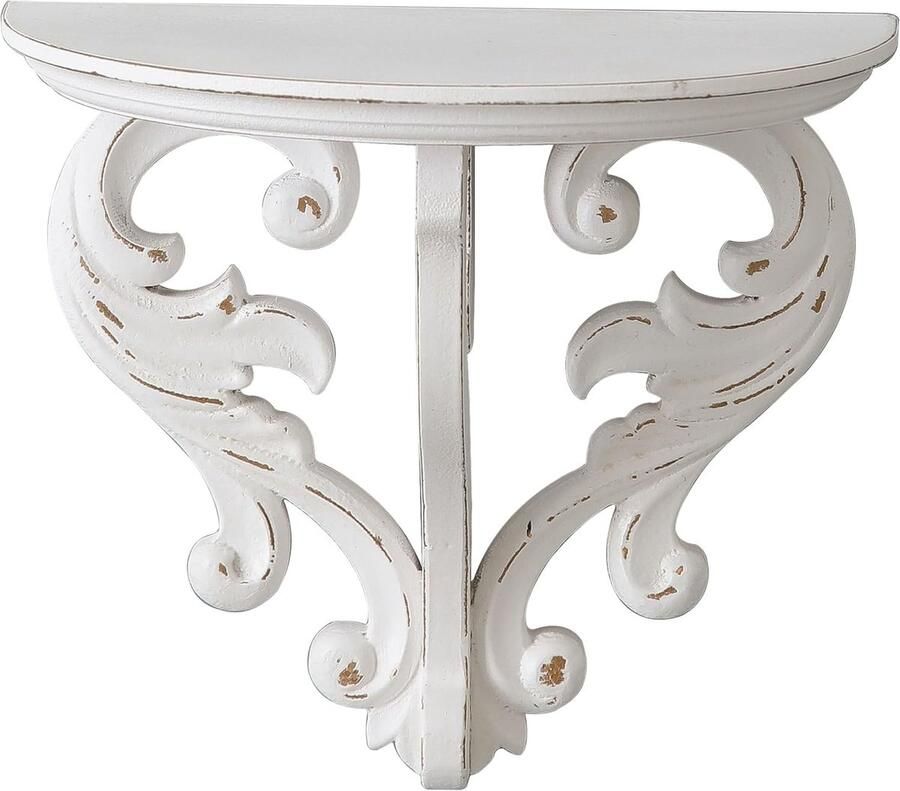 Rustiek houten wandrek vintage stijl wit klein