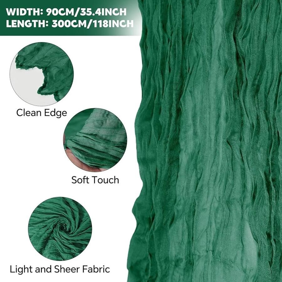 Rustiek tafelloper donkergroen set van 2 90 x 300 cm katoen en polyester