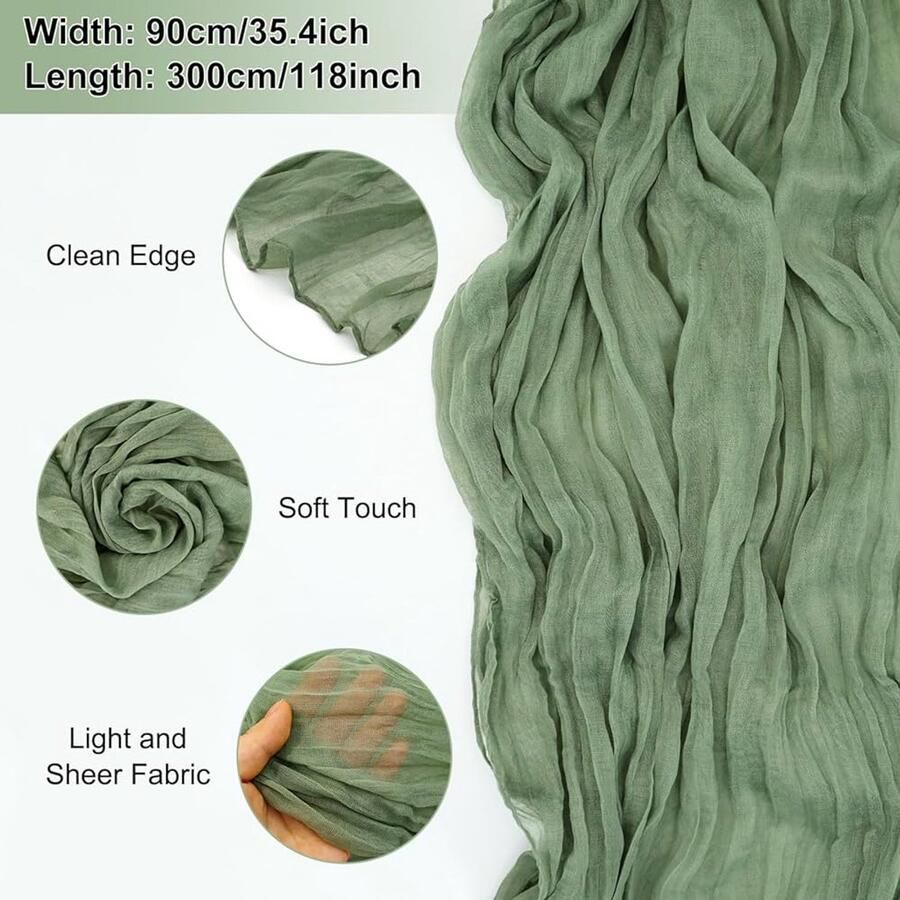 Rustiek tafelloper saliegroen set van 2 90 x 300 cm katoen polyester