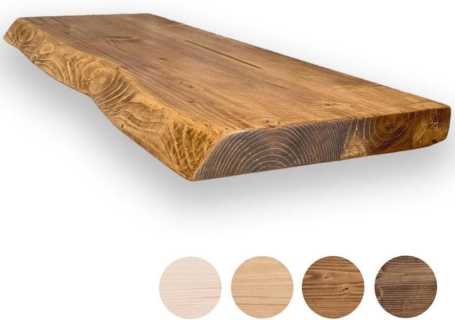 Rustiek Wandrek met Levendige Rand 150 cm x 30 cm x 4 cm Walnoot Afwerking