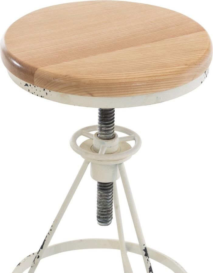 Inandoutdoormatch Rustieke Barkruk Karla Bruin Wit Industrieel Design 3-poots Onderstel Modern Vaderdag cadeau