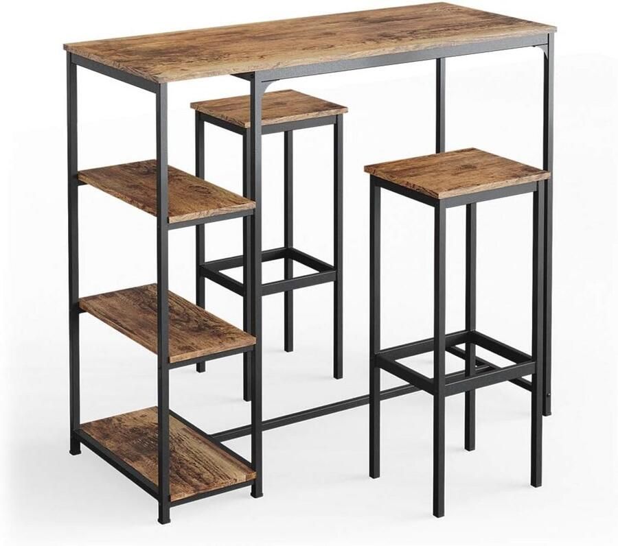 Rustieke Bartafel Set met 2 Barkrukken 120 x 50 cm