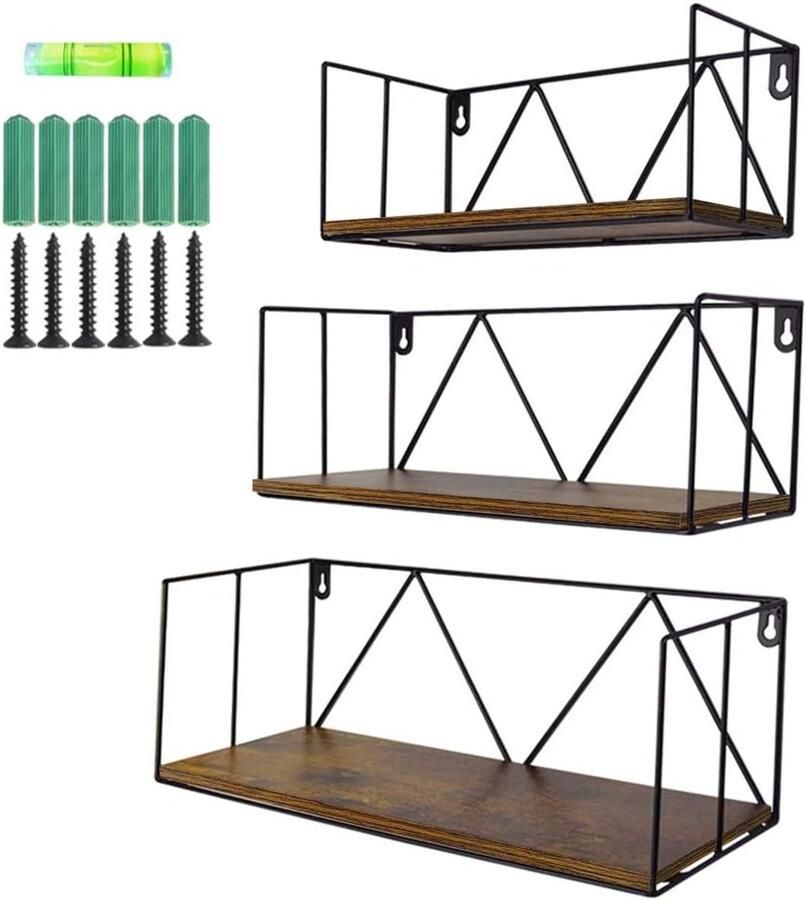 Rustieke Drijvende Planken Wandplank set voor Woonkamer 3 stuks