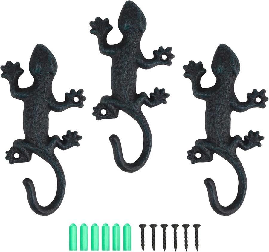 Rustieke gietijzeren wandhaken voor kleding en accessoires 3 stuks