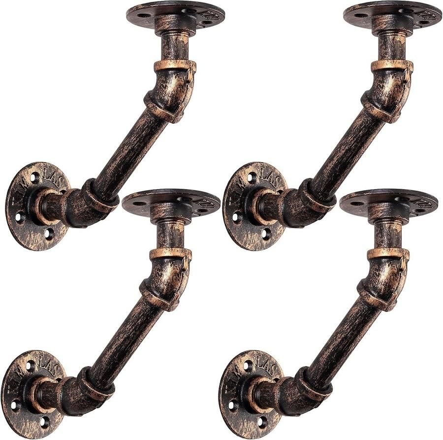 Rustieke Hoek Plank Beugels Wandmontage Set van 4 Industrieel Ontwerp Voor Drijvende Planken