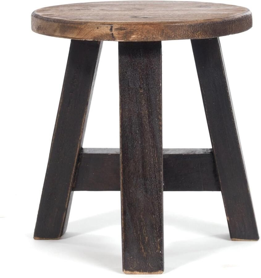 Rustieke houten Kruk gerecycled hout massief decoratieve bijzettafel plantenkruk krukje