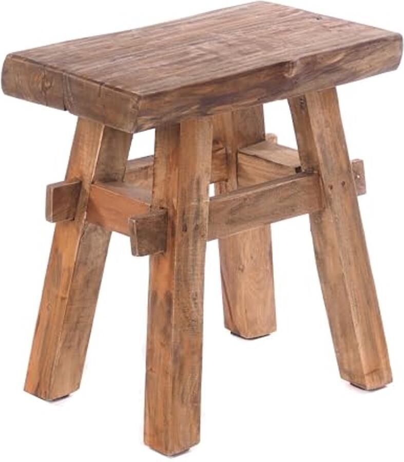 Rustieke Houten Kruk Handgemaakt 43x45x27 cm