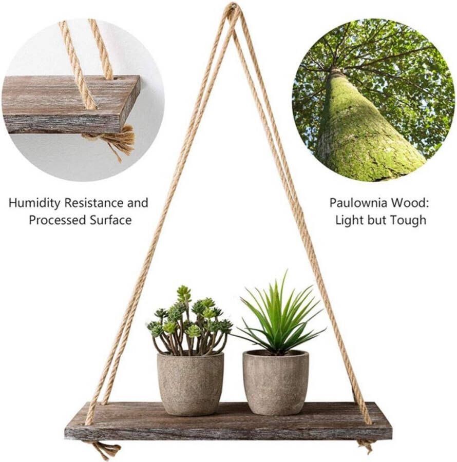 Zwevende Houten Wandplank 2-Laags Industrieel en Rustiek Geschikt voor Keuken Woonkamer Slaapkamer Kinderkamer en als Muurdecoratie Massief Hout en Staal Bruin Zwart - Foto 2