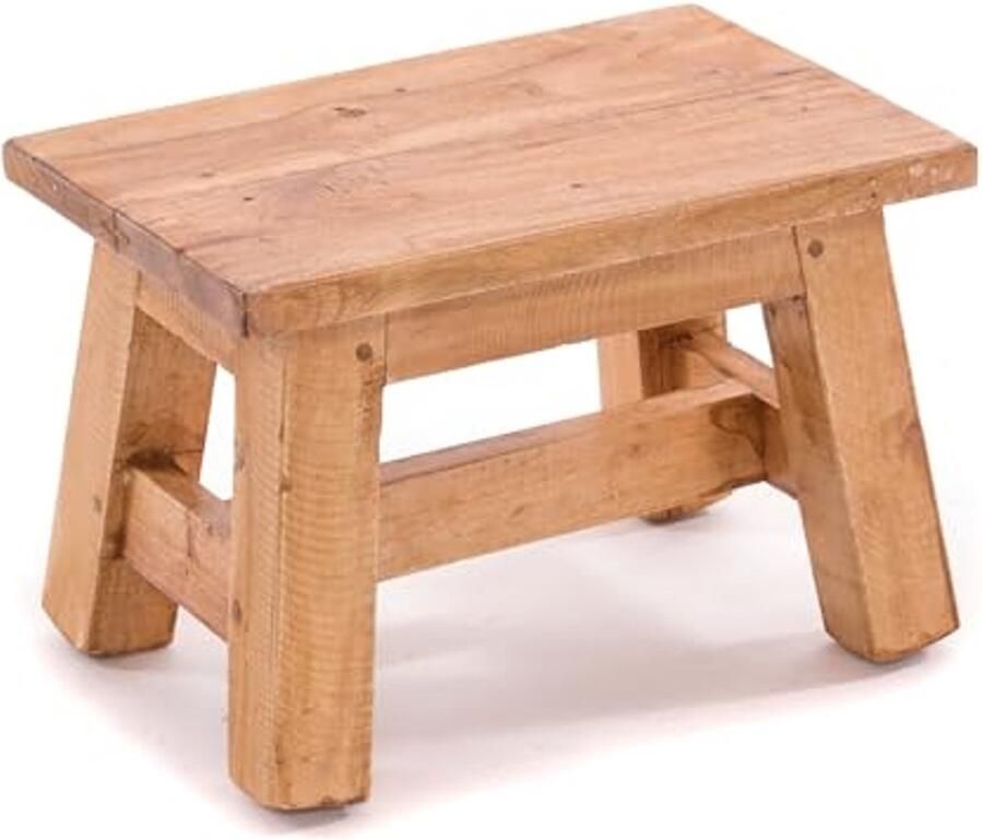 Rustieke Houten Voetenbank Multifunctioneel Meubelstuk 21x30x20 cm Honingkleurig Gewekt