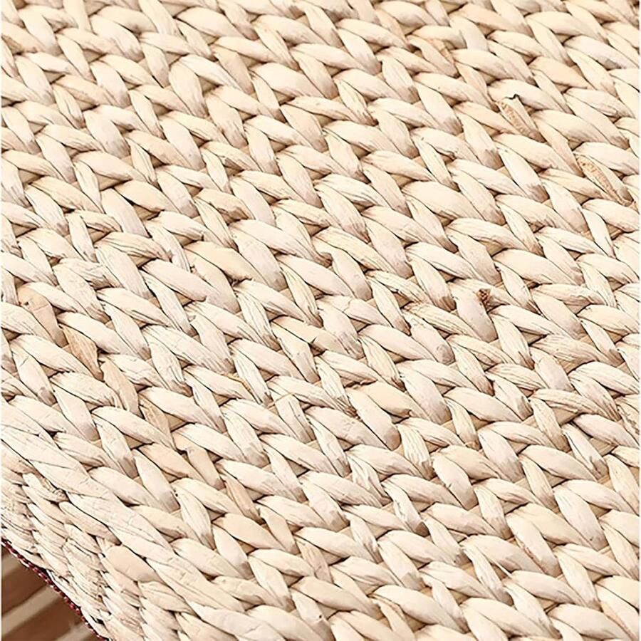 Rustieke Japanse Stijl Rieten Rotan Salontafel voor Woonkamer 60cm Vierkante Lage Theetafel met Zeegras Top