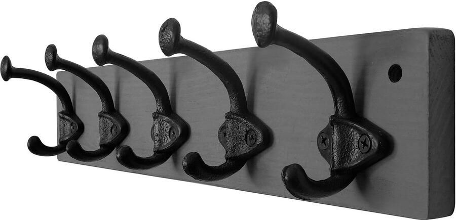 Rustieke kapstokhaken vintage stijl 5 stuks grijs gietijzer