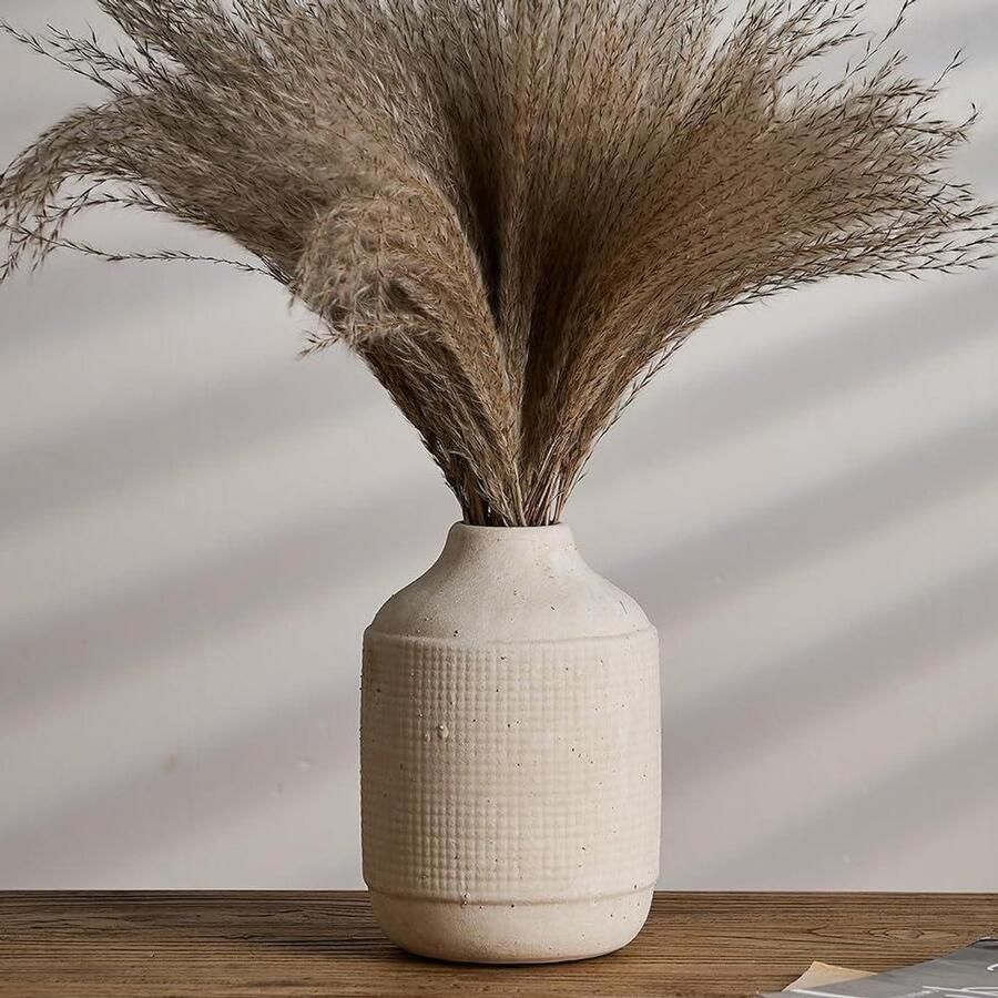 Rustieke keramische boerderijvaas Hoge bloemenvaas van 179 cm voor woondecoratie Aardewerk decoratieve boho-vaas voor tafel woonkamer badkamerdecoratie plankdecoratie mantel wit