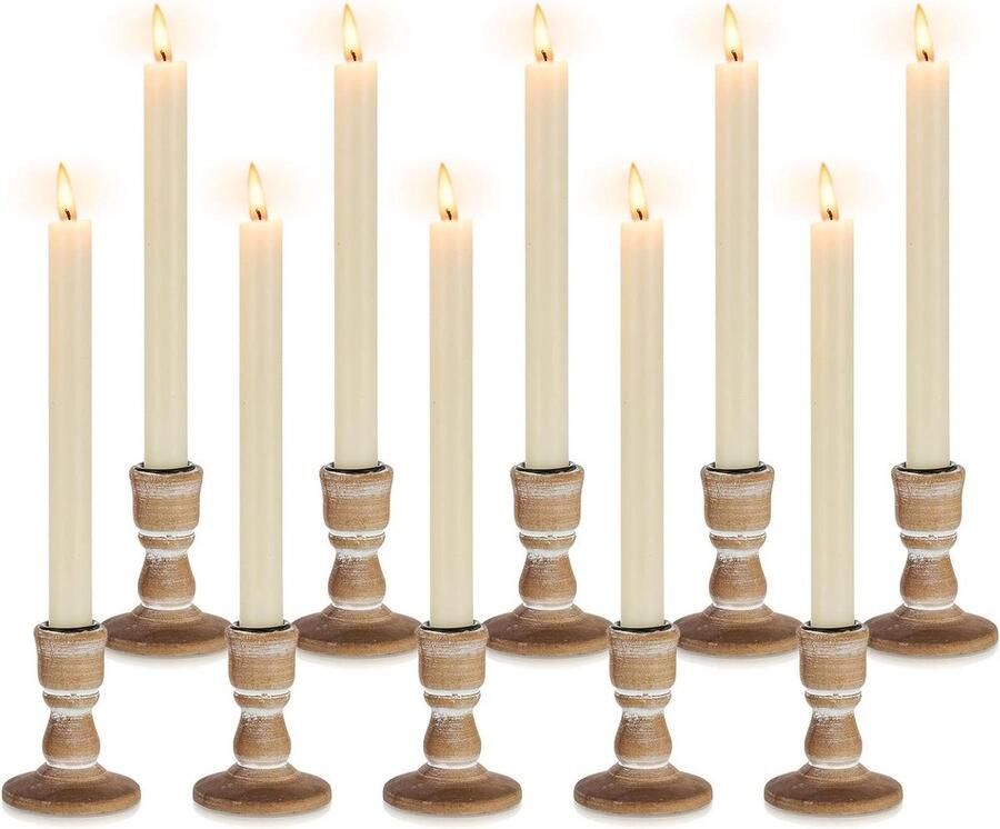 Rustieke lichtbruine houten kaarsenhouder 10 stuks voor kandelaars boerderij kandelaars tafel middenstuk bruiloft evenement kerst woondecoratie