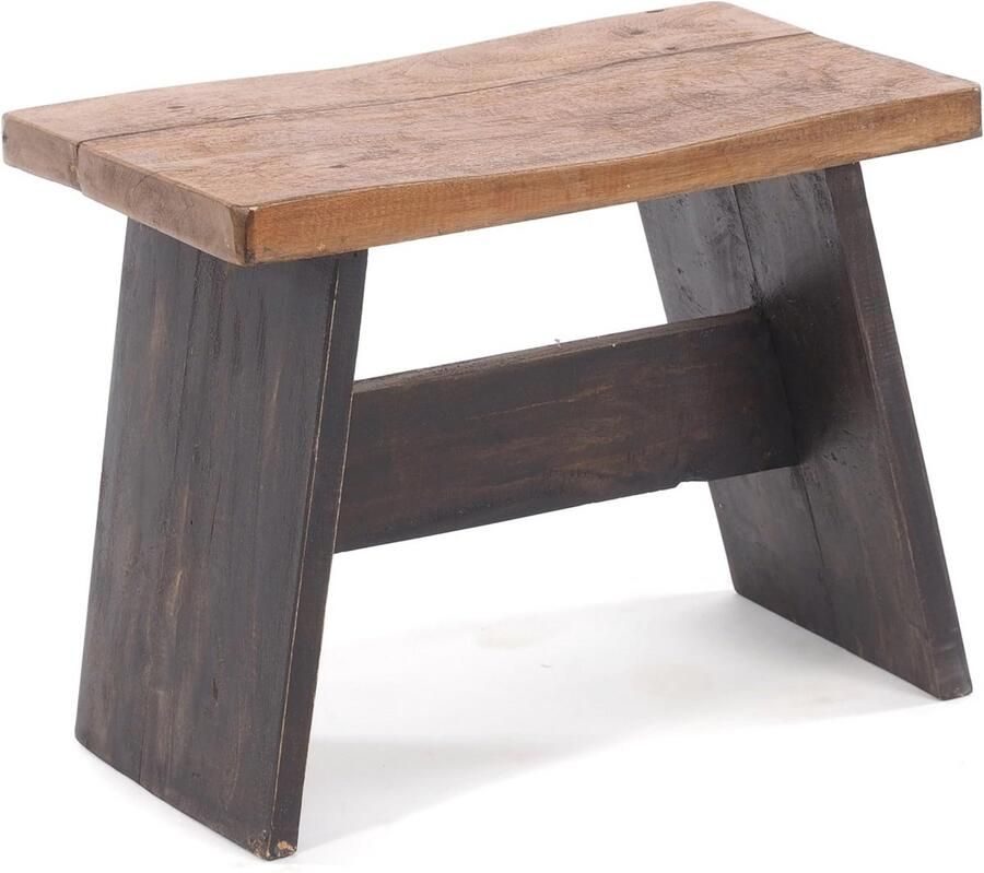 Rustieke Poef van Gerecycled Hout Multifunctionele Houten Kruk 40x31x25 cm Uniek Decoratief Meubel